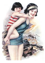 Year 1937 Shanghainese calendar poster of summer swimming